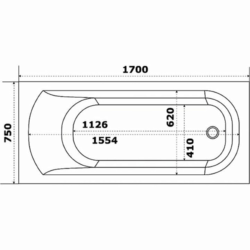 Ванна акриловая Bas Нирвана 170х75х54 с каркасом