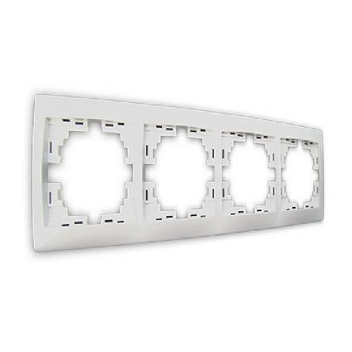 Рамка Lezard 4 поста горизонтальная скрытая установка белая