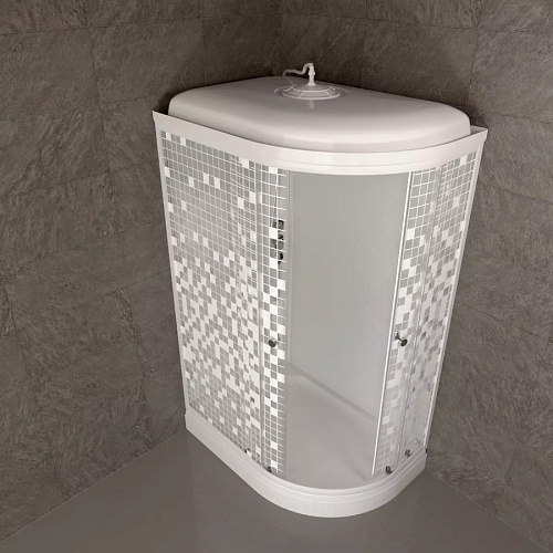 Душевая кабина Triton Коралл 120х80 А левая, стекл.мозаика, проф.белый,низкий. под.,сифон, 6 мест