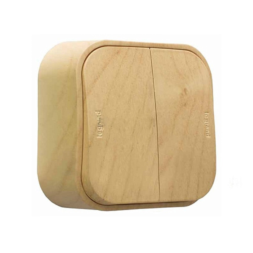 Выключатель Legrand двухклавишный открытая установка дерево