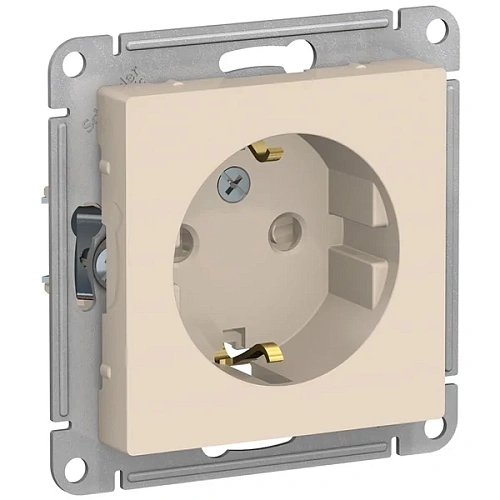 Розетка Schneider ATLASDESIGN в сборе со шторками 16А без заземления бежевый