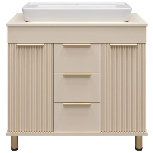 Тумба Enfida-100 напольная,беж.матовая +умывальник DOPPIO 0117-810х420