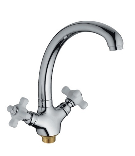 Смеситель для кухни с керамической ручкой с гайкой хром