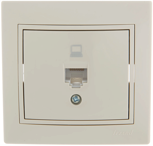 Розетка Lezard MIRA TF одинарная скрытая установка крем с кремовой с вставкой