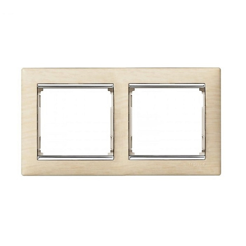 Рамка Legrand 2 поста скрытая установка светлое дерево/серебро