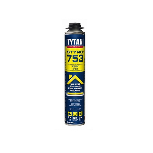 Пена-клей TYTAN Prof STYRO 753 для наружной теплоизоляции 750мл Пена-клей TYTAN Prof STYRO 753 для наружной теплоизоляции 750мл