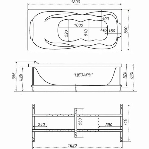 Ванна акриловая Тритон Экстра Цезарь 180х80