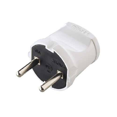 Вилка штепсельная Makel без заземления белая из ударопрочного пластика  6А