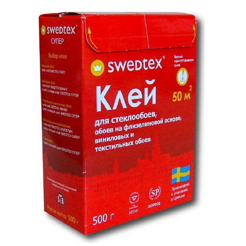 Клей SWEDTEX 1000гр СУПЕР для стеклообоев, флизелиновых и тяжелых обоев
