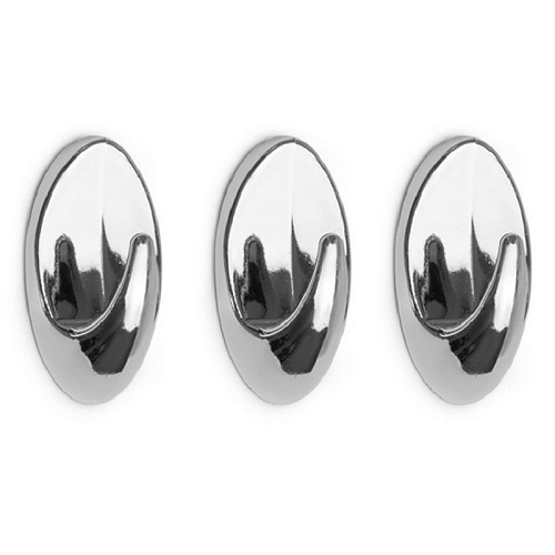 Крючки самоклеящиеся овал хром 3шт пластик Крючки самоклеящиеся овал хром 3шт пластик