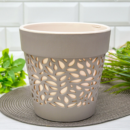 Кашпо Блоссом 3,5л мокачино/пудра