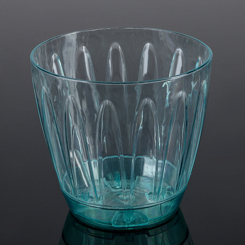 Горшок пластиковый Орхидея 1,5 л бирюзово-прозрачный с пристегнутым поддоном