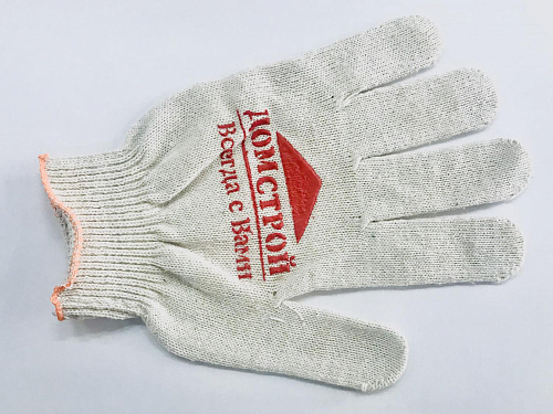 Перчатки х/б трикотажные ПВХ точка белые 5 нитей Домстрой