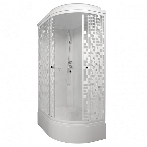 Душевая кабина Triton Коралл 120х80 А правая, стекл.мозаика, проф.белый,мал. под.,сифон, 6 мест