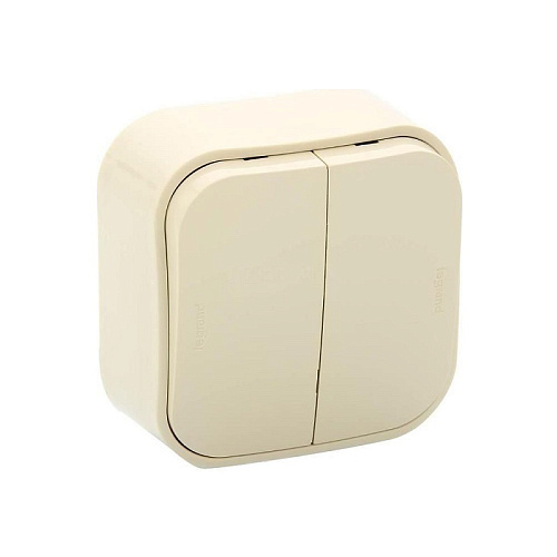 Выключатель Legrand двухклавишный открытая установка крем