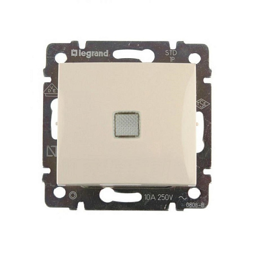 Выключатель проходной с подсветкой Legrand одноклавишный скрытая установка крем