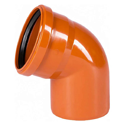 Отвод канализационный для наружных работ d110 мм х 67° Рыжий