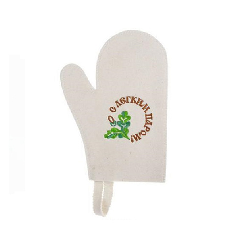 Рукавица войлок белый с вышивкой
