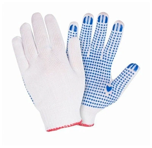 Перчатки х/б трикотажные без ПВХ 10 класс белые СТАНДАРТ