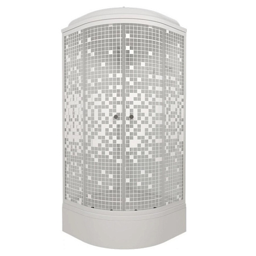 Душевая кабина Тритон Мозаика 90х90 1/4 круга средний поддон 7 мест +сифон 50мм