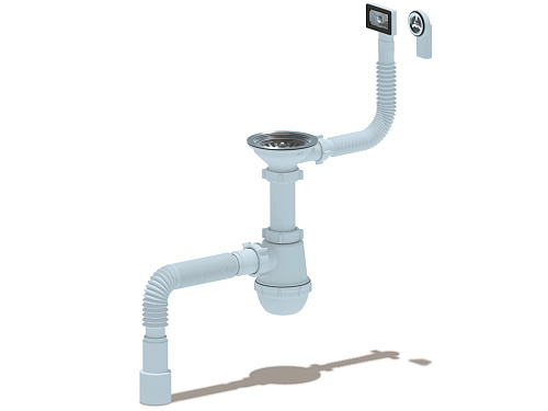 Сифон для мойки с гибким переливом 3 1/2 и гибким соединением 40х4х50