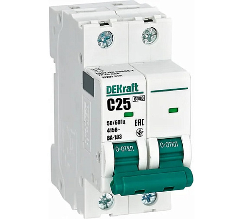 Автоматический выключатель Systeme Electric DEKraft Set 2Р 25A тип С 6кА