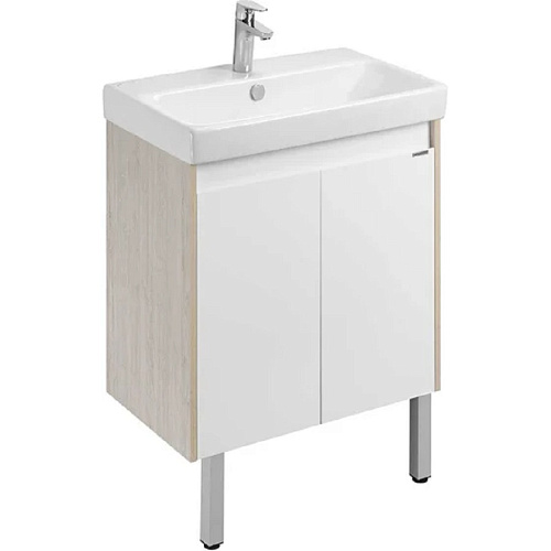 Тумба-умывальник Сканди 70 белый/дуб верона с умывальником Адриана 70