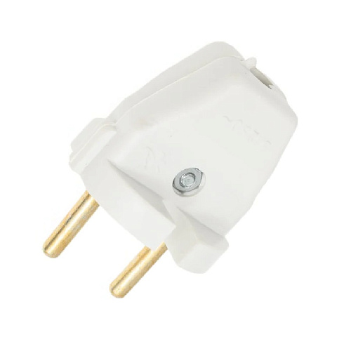 Вилка штепсельная B6-004 без заземления белая из ударопрочного пластика 6А