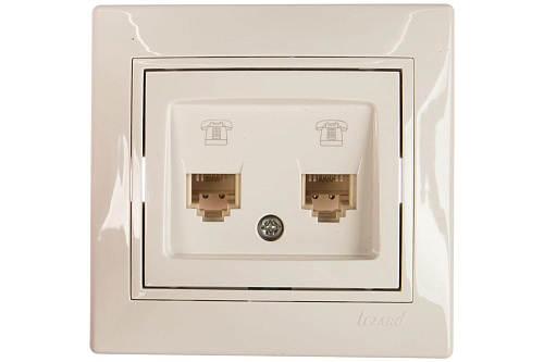 Розетка Lezard MIRA TF двойная скрытая установка евро крем с кремовой с вставкой