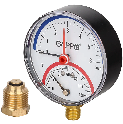 "Термоманометр радиальный GAPPO G1472  1/2"" 6бар"