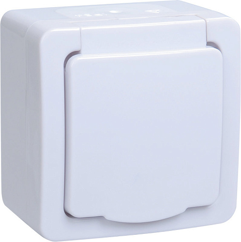 Розетка IEK Гермес PLUS РСб20-3-ГПБб одинарная наружная с заземлением IP54  с крышкой белой