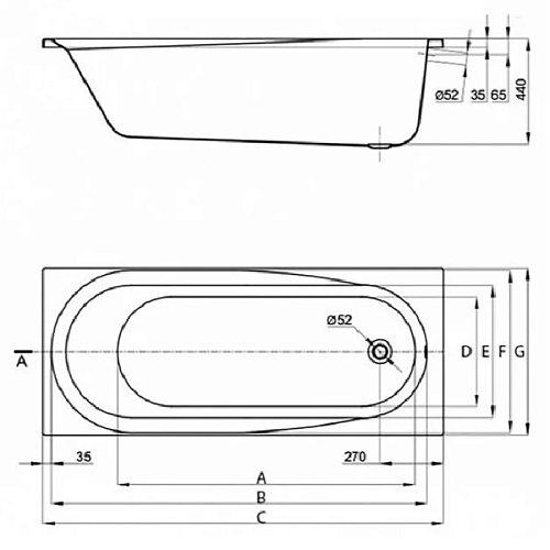 Ванна акриловая Corpa Nera Milano прямоугольная 170х70 белый с каркасом CN05009WH