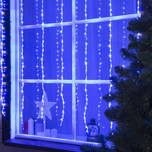 Гирлянда Дождь уличная Ширина 2 м LED400-220 Vбело синий