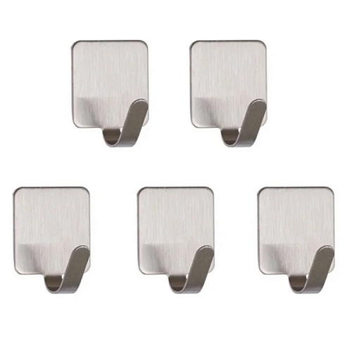 Крючки самоклеящиеся квадрат 5шт нержавейка Крючки самоклеящиеся квадрат 5шт нержавейка