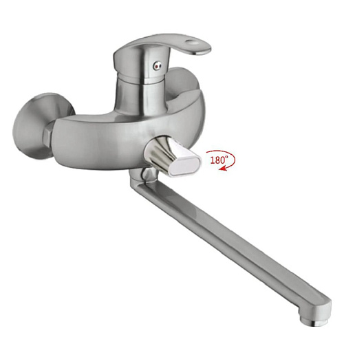 Смеситель для ванны длинный излив сатин