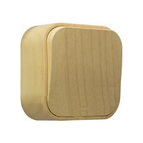 Выключатель проходной Legrand одноклавишный открытая установка дерево