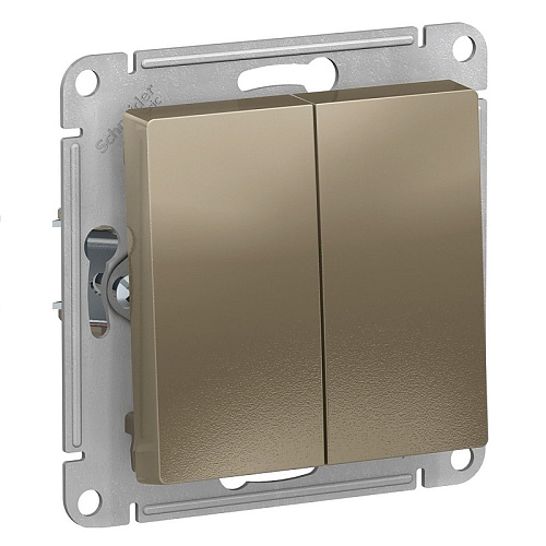 Выключатель Schneider ATLASDESIGN двухклавишный GN 10AX шампань