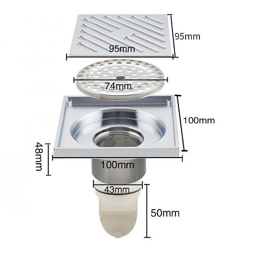 Трап душевой хром 100х100 G81050