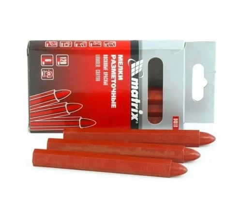 Мелки разметочные восковые 120мм красные MATRIX