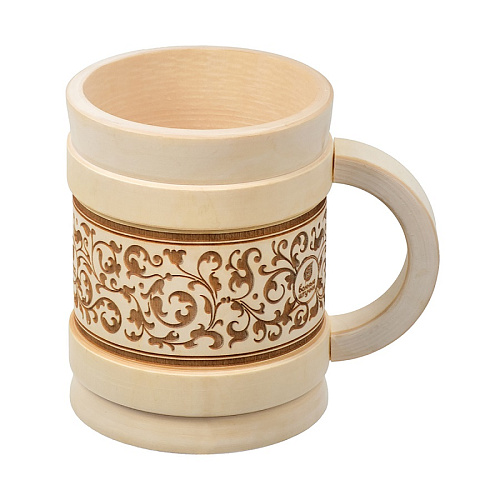 Кружка точеная Бочонок с выжигом 0,5л липа