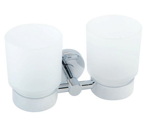 Стакан Bliss двойной стеклянный с настенным держателем хром