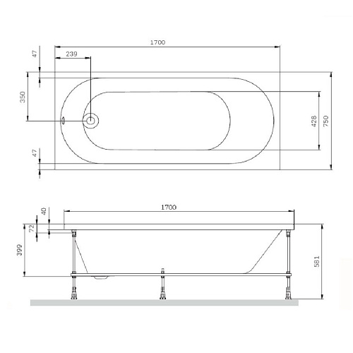 Ванна акриловая AM.PM 170х70 X-Joy с каркасом