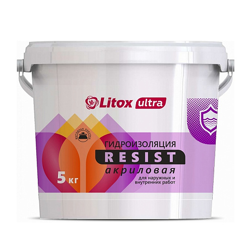Гидроизоляция акриловая ЛИТОКС ULTRA RESIST 5 кг