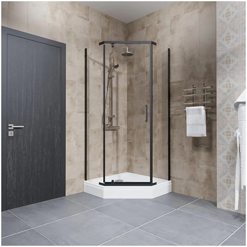 Душевое ограждение Тритон Дека-БЛЭК 100х100, пятиуг., низ.подд.(3 места+сифонD90мм)