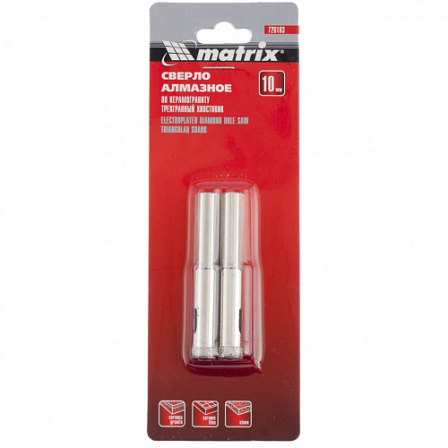 Сверло алмазное по керамограниту 10х67мм MATRIX