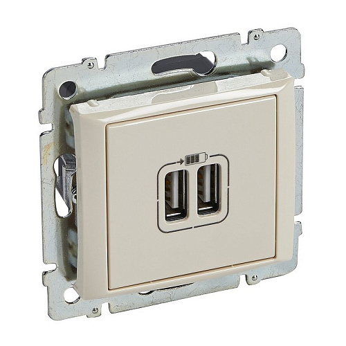Розетка Legrand двойная USB слоновая кость