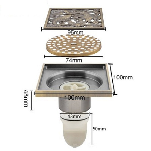 Трап душевой бронза 100х100 G81002-4