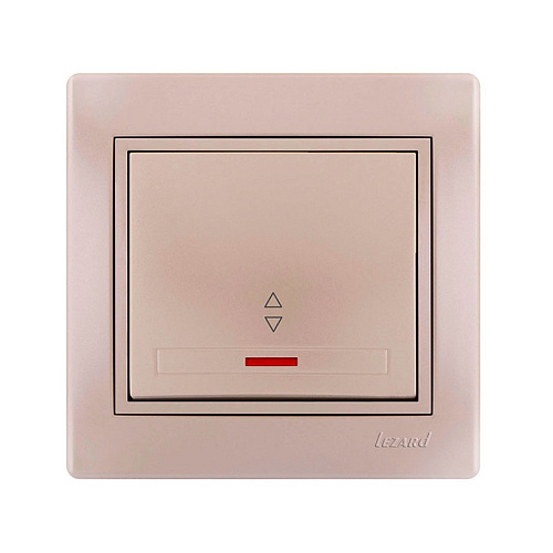 Выключатель проходной с подсветкой Lezard одноклавишный скрытая установка жемчужно-белый металлик