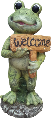 Садовая фигура Лягушка большая с табличкой "WELCOME" Н-59см