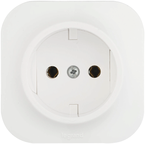 Розетка Legrand одинарная открытая установка с заземлением белая